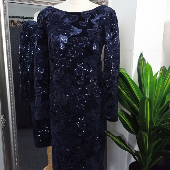 Blue Dress  Sequin Dress  Sequinned Dress  Beaded Dress  Embellished Dress - Picture 3 of 9